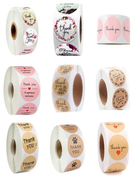 500pcs roll quothank youquot sigillatura adesiva floreale etichetta fatta a mano etichetta rosa commerciale sticker7270283