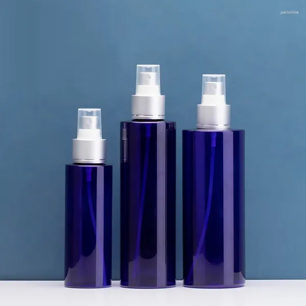 Garrafas de armazenamento 300pcs/lote 250ml cosmético Pet Pet Pet Plástico 250cc Garrane de Spray de perfume azul escuro com bomba de prata Mattte