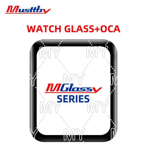 MustBy 10pcs Pannello di visualizzazione esterno anteriore OCA Resposizione di sostituzione del vetro per Apple Watch IWatch S1 a S7 Series Repair Parts