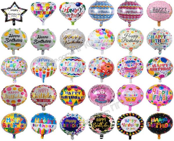 Надувные с днем рождения шарлауны, украшения поставляют 18 -дюймовый мультфильм гелиевой фольга, детские цветы, день рождения, баллоны до 7737836