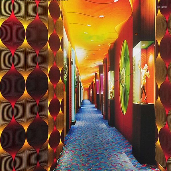 Sfondi Wallpaper Copertura murale 3D per KTV Disco Dance Hall Corridor 53cm x 9,5m Circle appariscente Rosso Blue Purple Grey Rosa