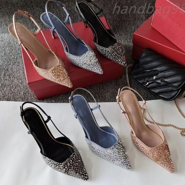 Strass -Kleiderschuhe Modedesigner klassischer Knopf High Heeled Sandal Lackleder Frauen Sandalen Stiletto Heel Hochzeit Schuh