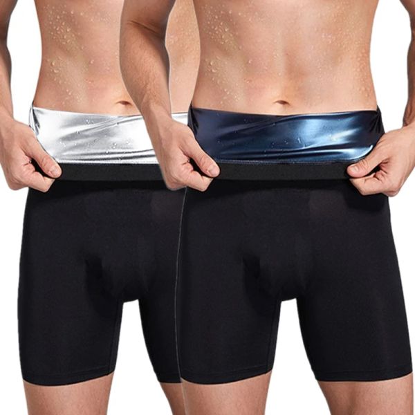 Calça suor sauna calças homens modelador de corpo de emagrecimento fiess short short perda de peso academia atlética de ginásio esportivo hot thermo shawear