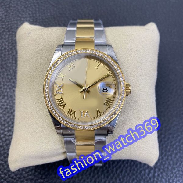 SSS -Maker 36mm Stahlgelbgold Grüne Diamant -Zifferblatt 126233 Automatische Mode -Männer -Uhr -Armbanduhr