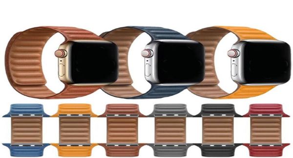 Cinta de couro real genuína para relógio Iwatch Series 3 5 4 SE 6 7 Banda 44mm 40mm 41mm 45mm 42mm 38mm Bracelet de loop magnético