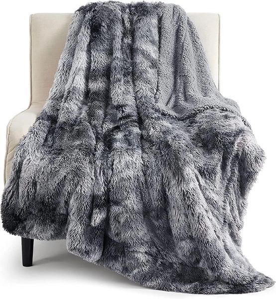 SydCommerce Coperte soffici lanci - coperta di pelliccia in finto sherpa fuzzy per divano, letto, divano, accogliente peluche calda spessa ricoperta di pipicia in pile.