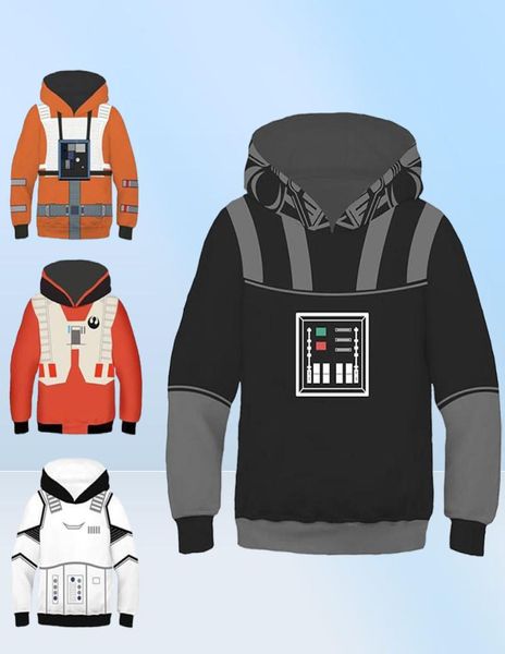 Felpati per bambini cosplay con cappuccio vestiti fantasiosi bianchi Storm Trooper 3D Costumi di stampa 3D Nuovo film Set7640436