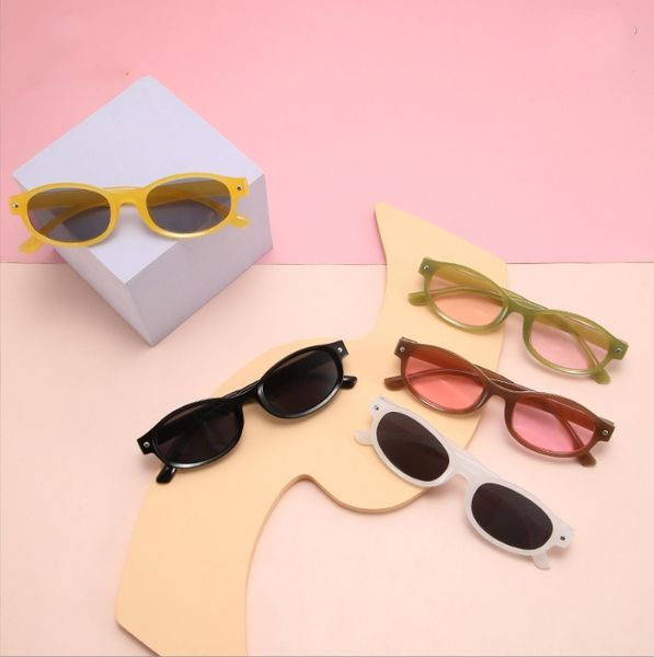 Óculos de sol ovais fofos coreanos para crianças meninas meninas infantis de sol dos copos UV400 Protection de sol gafas