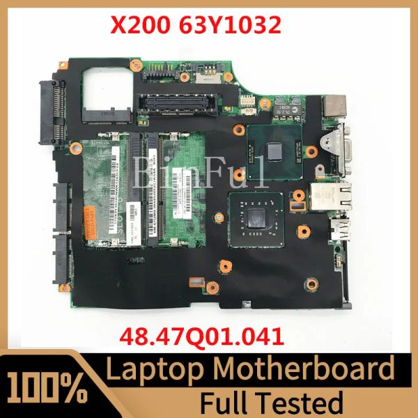 Placa -mãe 48.47q01.041 PrainBoard para Lenovo X200 63Y1032 Laptop Motherboard 072264 com p8600 gm45 ddr3 100% testado completo trabalhando bem bem bem bem bem bem