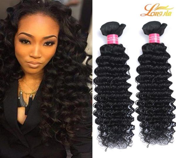 Canno di onde umane brasiliane a buon mercato Bundle Deep Wave Extension Indian Hair Extension Alesta qualità Vergine Brasile Human Weave Deep Weave Natural 7322953