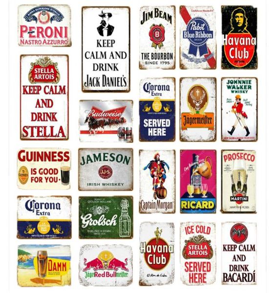 Mantenha calma Drink Beer Wine Metal Painting Poster Cornor Bebendo salvar água Placa Vintage Tin Sign Decoração de parede para bar pub man cave2618049