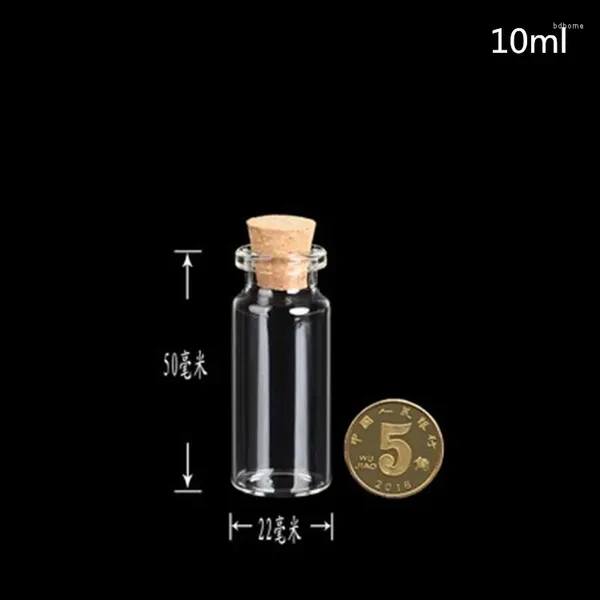Lagerflaschen 100pcs 10 ml 22 x 50 mm kleiner Wunschglas / zylindrisch driftete Flaschenkorken schweben