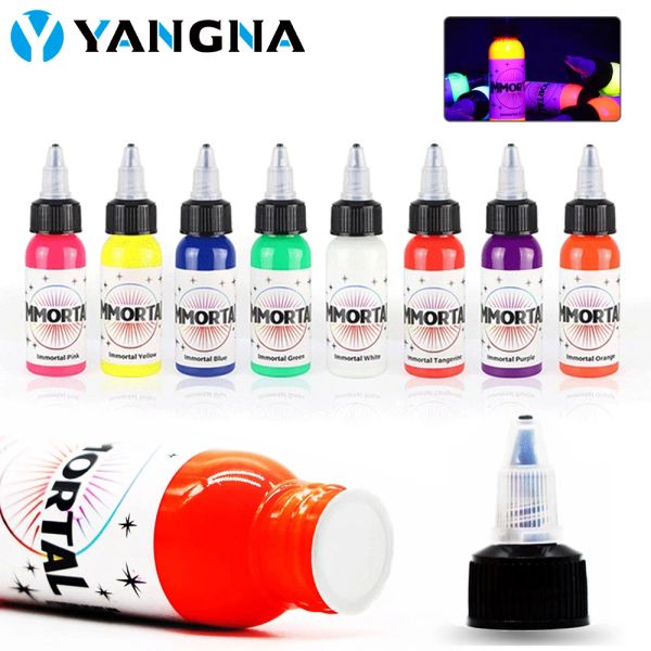 Suprimentos 15ml Tattoo profissional UV TINGA BRANCO BRANCO GRENTE PURNO LIGHT 7 CORES 7 CORES TATACO FLUORESCENTE Pigmento Pintura corporal de maquiagem permanente