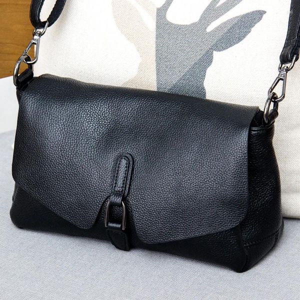 Сумки для плеча чистая кожаная сумка 2024 Мессенджер сумка женская мода дикая текстура первая слой портативный