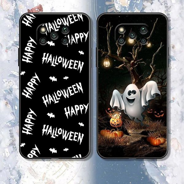 Happy Halloween Pumpkin Bat Case per Xiaomi Poco X5 X4 X3 M5 M4 M3 F5 F4 F3 GT PRO NFC 5G Black Shark 5 Mix 3 4 Caso Fondo Shell