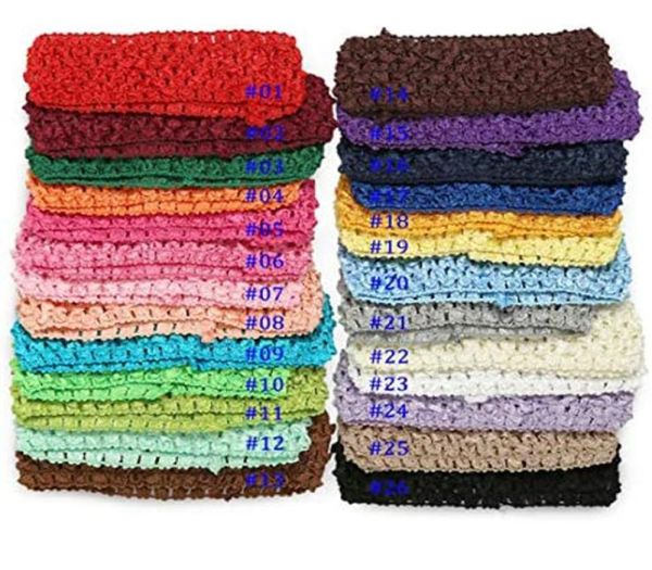 50pcslot Baby Girl039S Bandas de cabeça de crochê de crochê Bandas de cabelo elásticas Acessórios DIY para Flor ou Bows5933852
