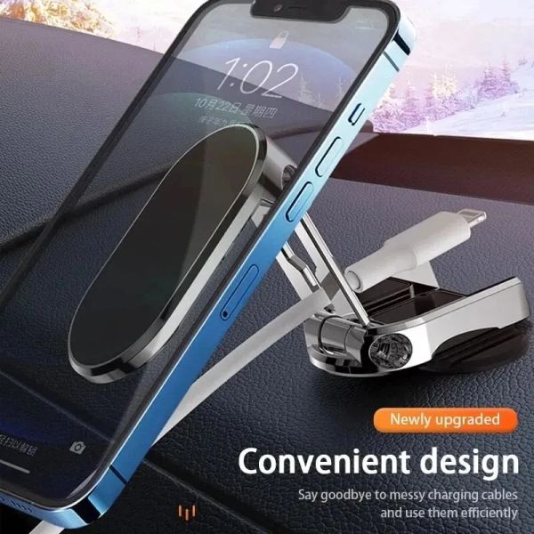 Portador de telefone magnético Montar o smartphone dobrável Smartphone Mobile Stand Cell GPS Suporte no suporte do carro para iPhone Xiaomi Samsung