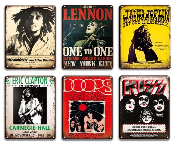 Rock N Roll Metal Painting Tin Tin Sign Vintage Lennon Pop Music Poster Decorative Metal Plate Segni Pub Man Cave Home Wall7580124