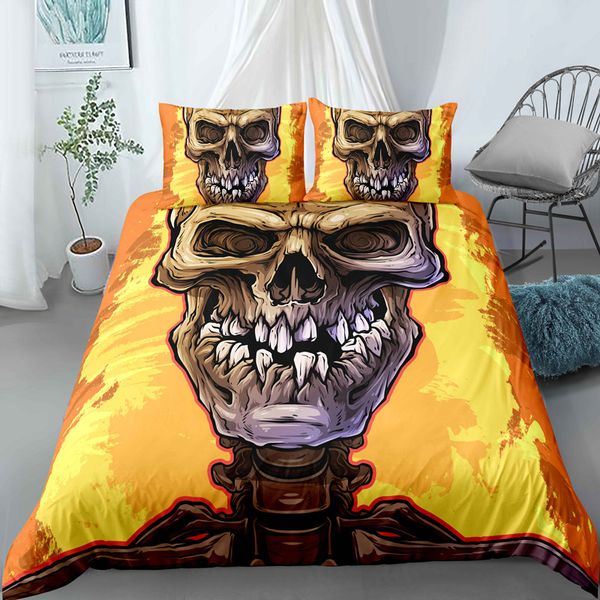 Set di biancheria da letto horror di lusso 3d personalizzato, set di coperture per piumini regina/re, set di copertura trapunta/coperta, set da letto 3pcs, biancheria da letto di teschio Halloween