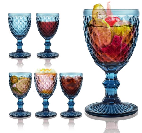 Farbiges Becher Weinglas 300 ml 10,5 Unzen Diamant Relief eingedickte Champagner Wassersaft Cup Hotel Hochzeitshausware