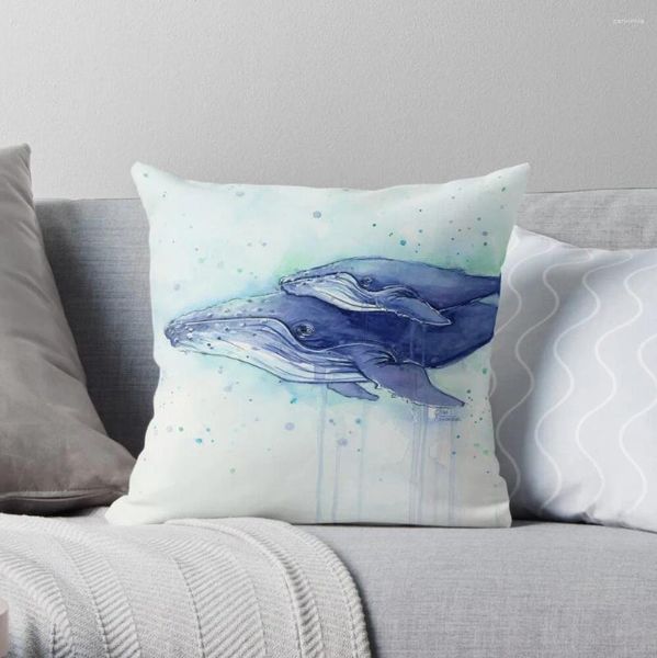 Pintura de baleia e pintura de baleia de travesseiro Joga a capa decorativa da sala de estar de luxo