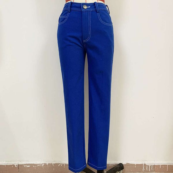 Женские леггинсы в стиле ярко -синий стройный посадка маленькие джинсы для ног