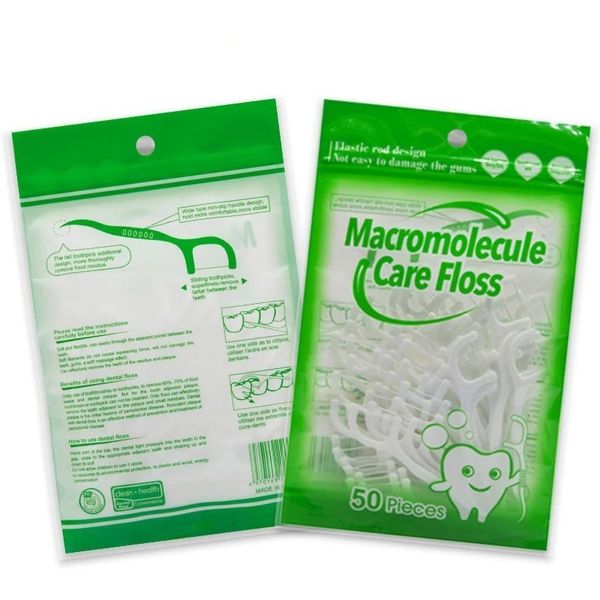 50pcs/pacote de fio dental descartável de embalagem de dentes de embalagem de dentes de limpeza de dentes de dente