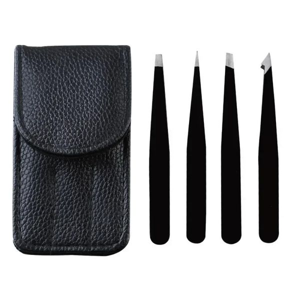 4pcs/set de sobrancelha profissional pinça de sobrancelha de sobrancelha de remoção de cabelo conjunto de maquiagem de maquiagem de cílios Eyelash Tweezers Beauty