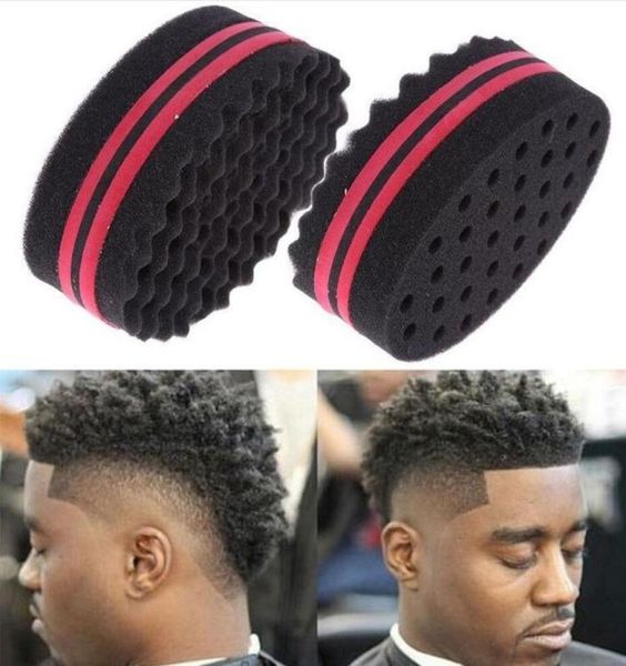 Ovale Doppelseiten Haarschwamm Pinsel für natürliche Afro -Spulenwellen -Dread -Schwammbürsten Barber Styling Tool9739391