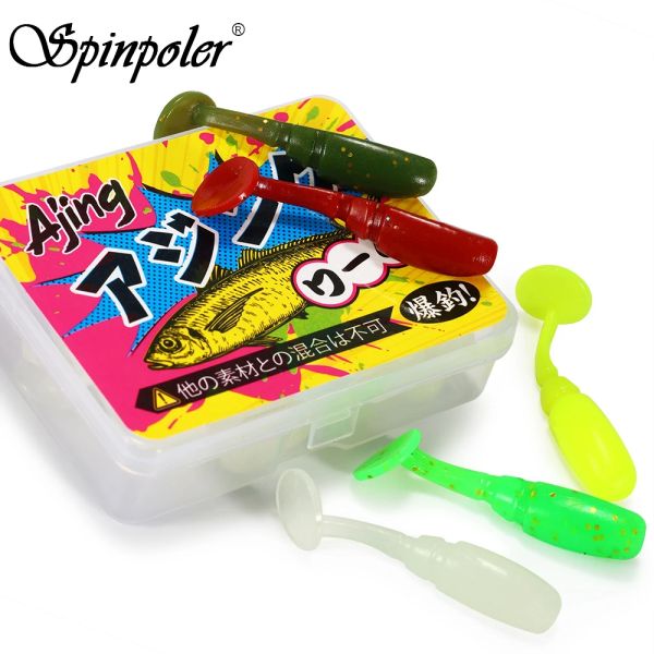 Spinpoler Shad Mini Soft Plastic Fishing Lure 3,5 cm TPR Flutuante Ajing Drop Shot Paddle Tail Swimbaits para Trues de Bass Crappie