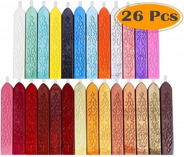 26 coloridas Antique vedação de cera com mechos para letra postal da letra de cera Retro Vintage Salelo de selo multicolor