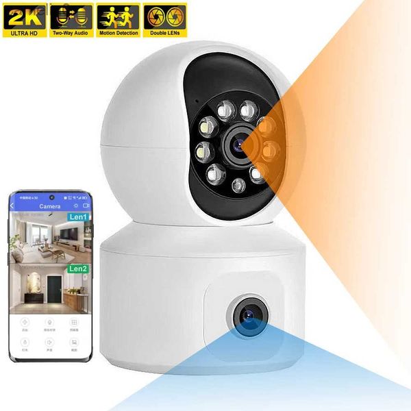 Câmeras IP 2K 4MP Lente Dual Wi -Fi IP Câmera CCTV 360 PTZ Smart Home Segurança Indoor Kamera Proteção de segurança Baby Nanny Monitoramento Camerac240412