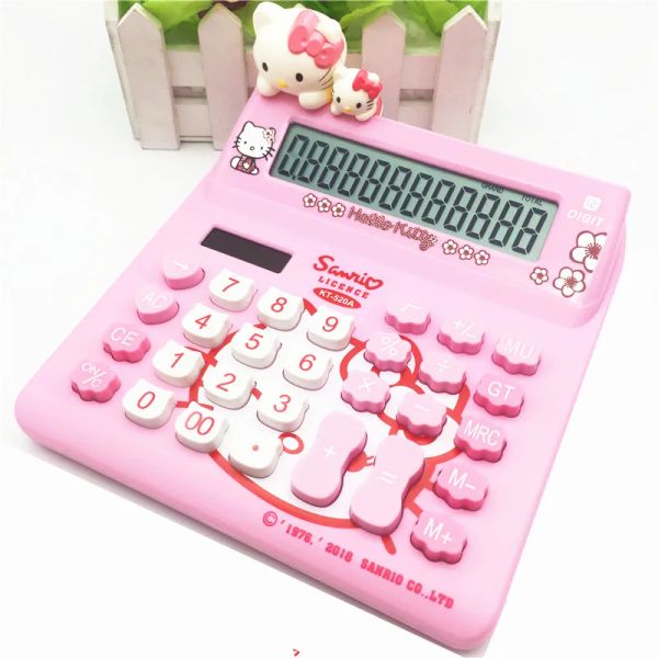 Calcolatori di grandi dimensioni a 12 cifre calcolatrice solare cartone animato bambola rosa Cute computer 520A Desktop Electric Calculator