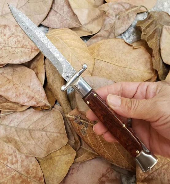 9 -дюймовая итальянская мафия Дамаск Автоматический нож открытый змеиной лесной охота на карман неверный автомобильный ножи BM 3400 4600 3551 Крестный отец 927992927