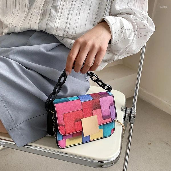 Umhängetaschen 2024 Mode Frauen farbenfrohe Tasche Vintage Charme hochwertige PU Leder Casaul Shopping Crossbody Handtasche