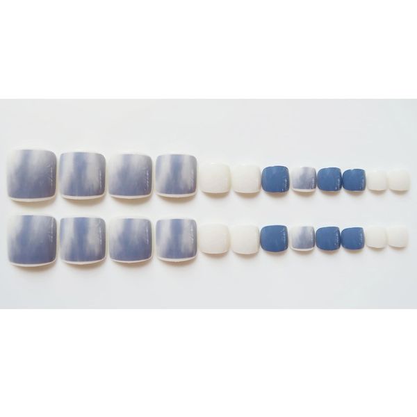 Прозрачный твердый гель для ногтей 24pcs Milk Blue Smuded Toenails Ногти.