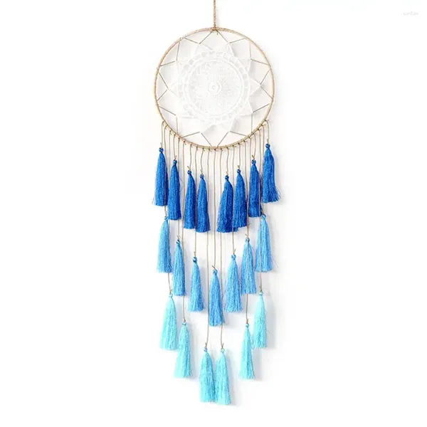 Figurine decorative Naperone da casa Floro Big Dream Catcher Circle 20 cm Full Lunghezza 65 cm Ornamento della parete frangia