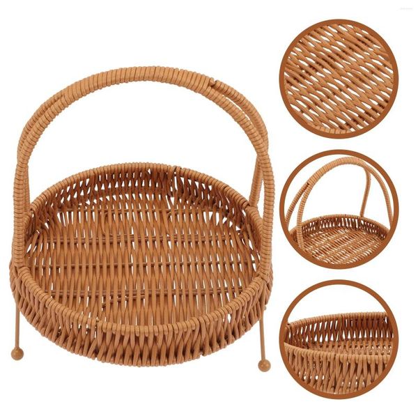 Teller Obst Gemüse Aufbewahrung Korb Nachahmungsmorbus Rattan gewebter Snackhalter Erfrischungsplatte Dessert Servierschale Desktop Organizer