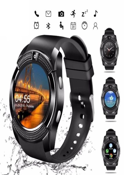 Novo relógio inteligente v8 homens bluetooth esportes relógios mulheres senhoras smartwatch com câmera slot slot slot android telefone pk dz09 y1 a1 re19686138390