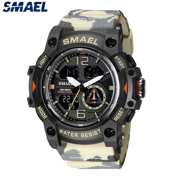 Orologi Military Sport Watch for Men 50m Waterproof Digital Led Men Sports Orologio da polso Sports Orologio da 8007B Dual Time Dual Time