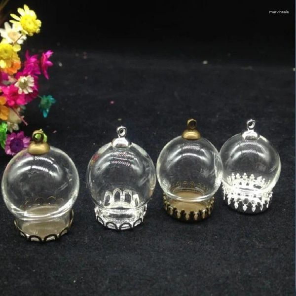 Colares de pendentes 100 sts/lote 20 globo de vidro de 15 mm com jóias de tampa de 6 mm descobertas de frasco de garrafa de bolha de garrafa de 20 mm