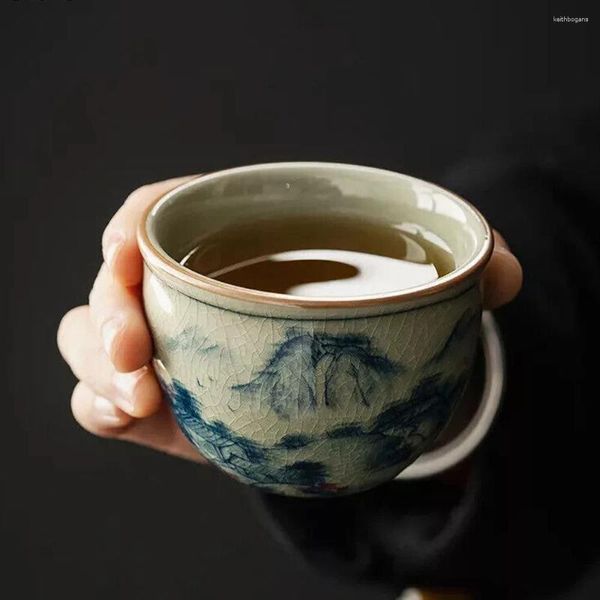 Dekorative Figuren handbemalte Tasse Chinesische antike Landschaft Keramik Jingdezheng Tassen