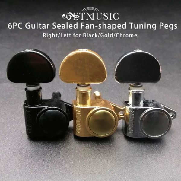 Cabos 6pcs guitarra fãs de fãs de fãs de ajuste de ajuste tuner tuner Machine cabeças para guitarra de guitarra elétrica acústica Black/Gold/Chrome