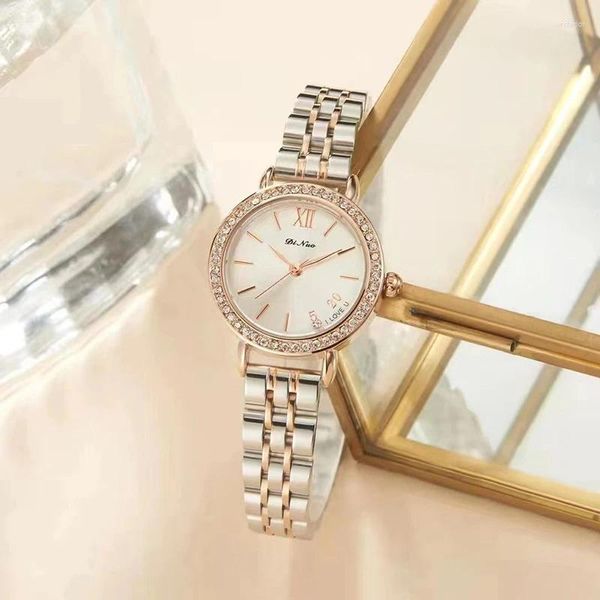 Relógios de pulseira de moda Quartz para mulher de luxo em aço inoxidável original relógios femininos à prova d'água