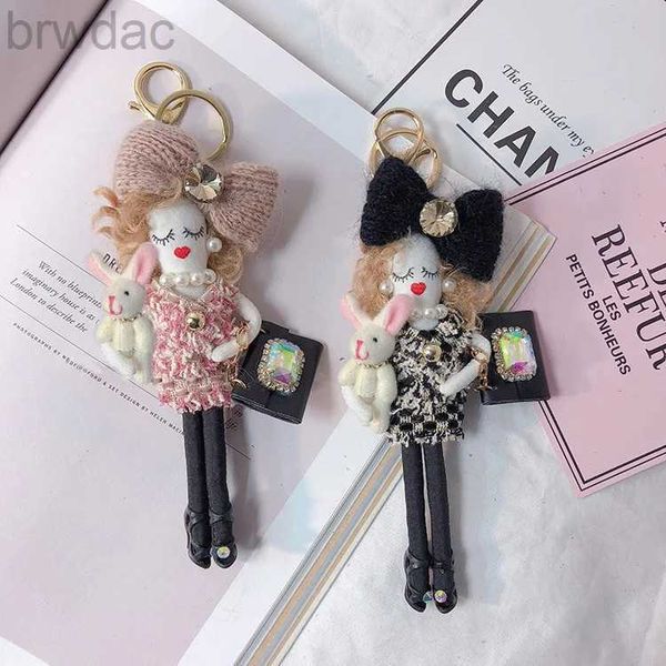 Anelli chiave Real Mink Pelliccia Purna Pompom Pompom Charm Chiavi di lussuoso Pendente a ciondolo per cuscinetto 240412 240412