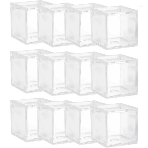 Geschenkverpackung 12pcs High Transparent Food Grade Square Clamshell Box Baby Vollmond Kleine Aufbewahrung Hochzeit Süßigkeiten