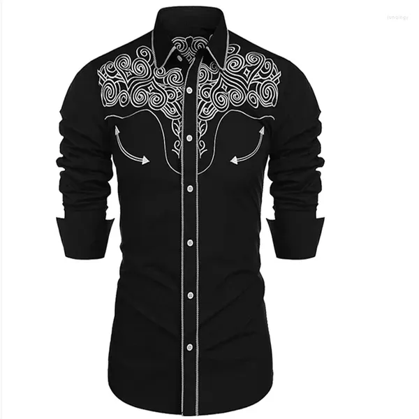 Camicie casual maschile 2024 Tribal Etnic Wind Horse Outdoor Party Sports Abbaccone a manica lunga camicia a maniche lunghe