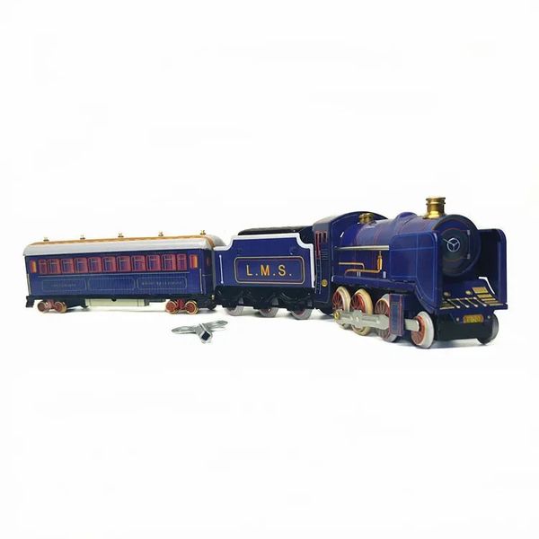 Lustige Erwachsene Kollektion Retro Wind -up Toy Metal Zinn Bewegung Vintage Rail Train Modell Mechanische Uhrwerk Spielzeugfiguren Kinder Geschenk 240401