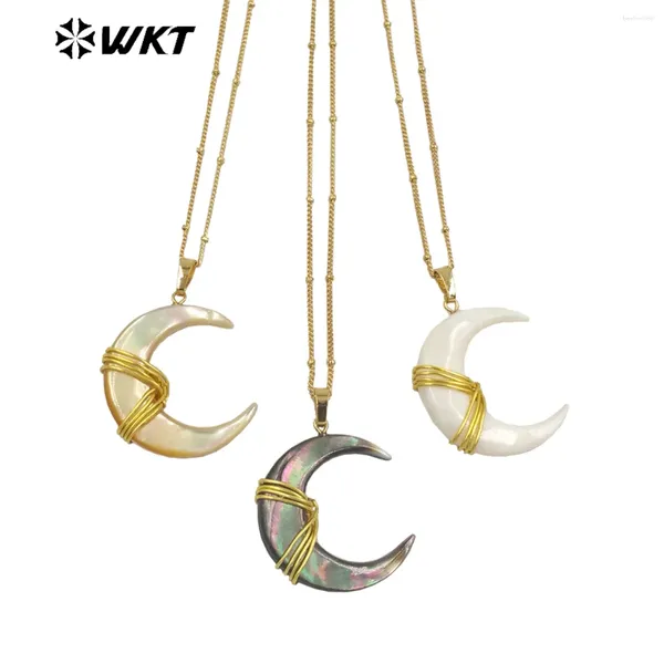 Anhänger WT-JN238 WKT 2024 Retro-Stil Natual Shell Moon Form Halskette Frauen Feiern Party Goldplatte Design