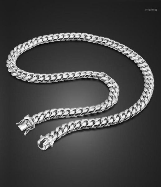 Correntes 100 925 Colar de moda de prata esterlina Classic Classic Italy Real grossa Chain de chicote cubano puro 10mm 24 polegadas Men039s jewe7928494